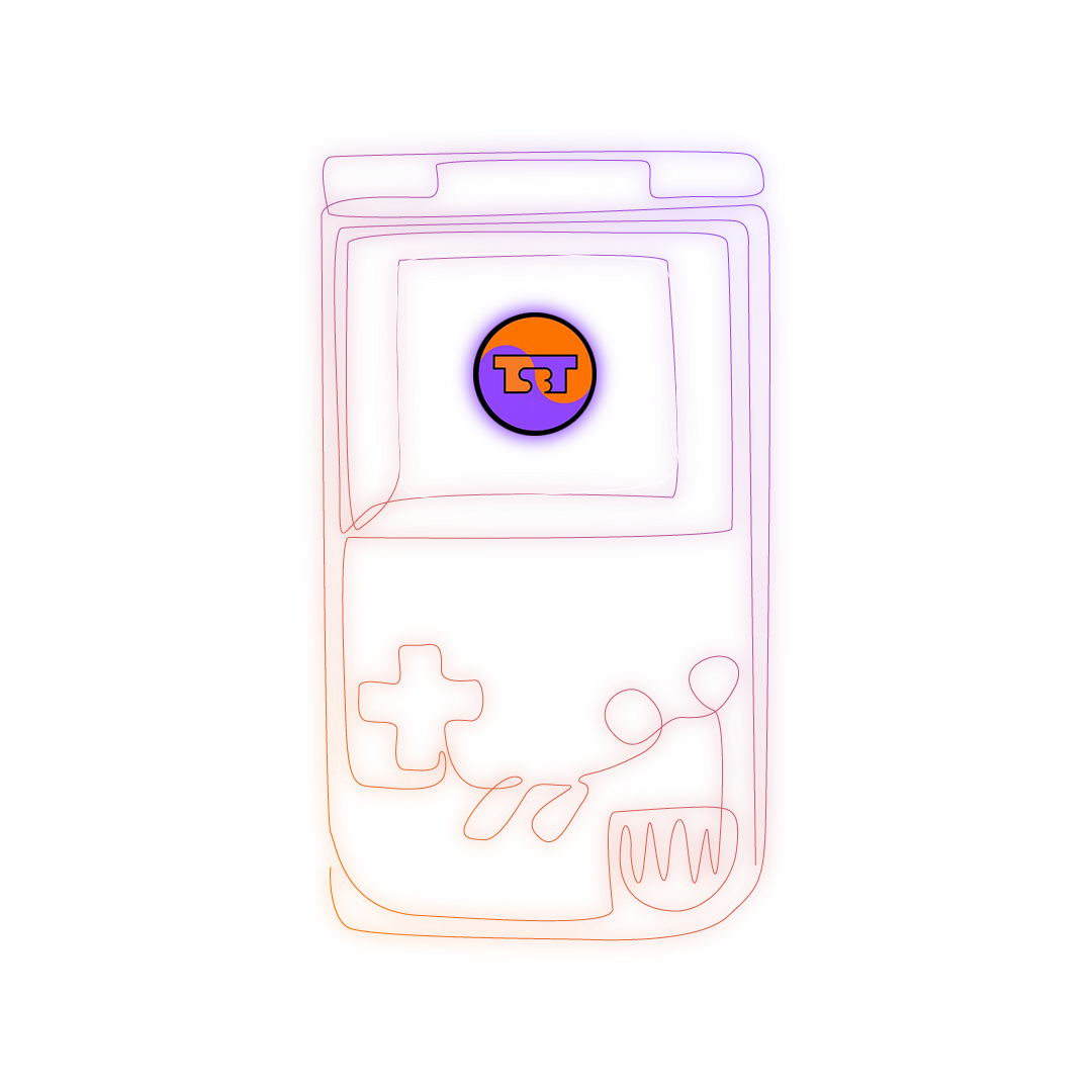 Logo TS3T affiché sur Game Boy – design rétro gaming